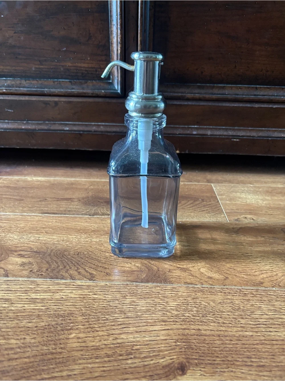 Clear Glass Soap Dispenser with Silver Pump